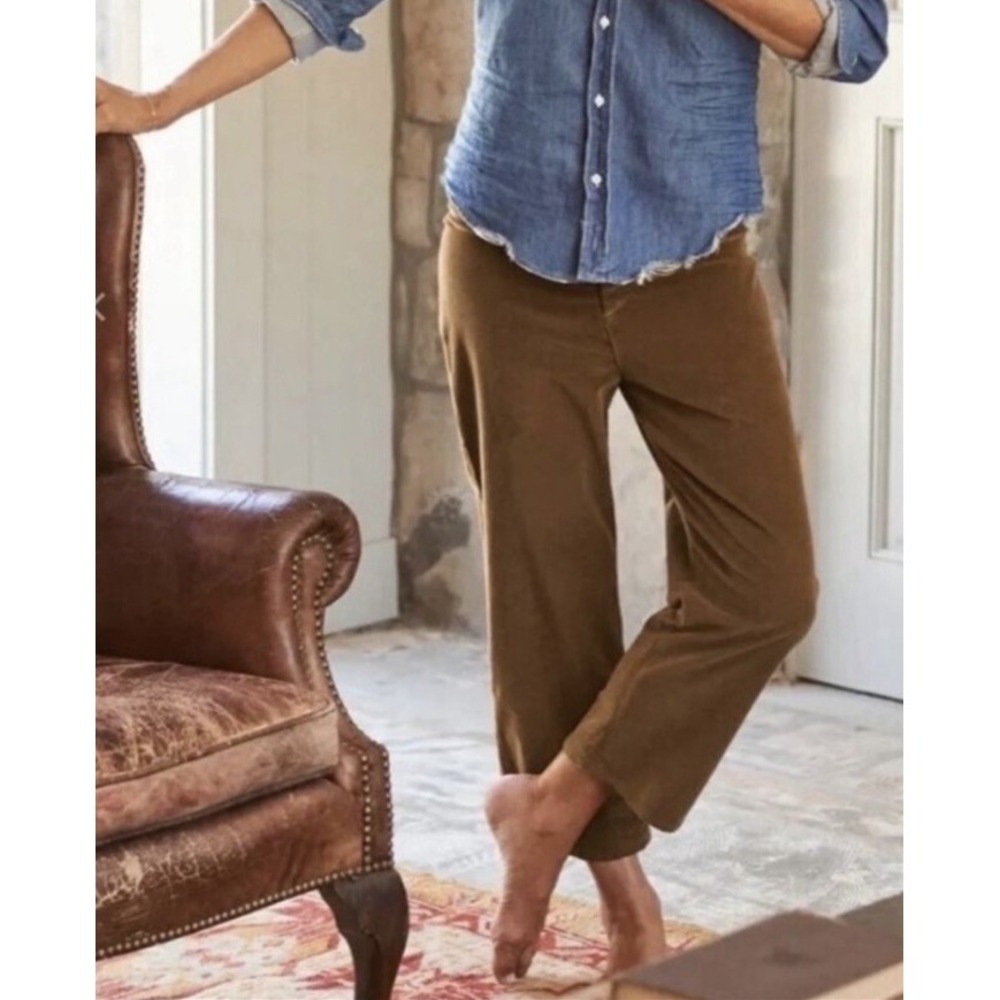 Frank & Eileen Kinsale Corduroy Pants Crop Raw Hem Stretch Women's Size 6 Brown